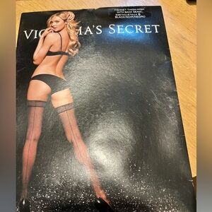 Victoria’s Secret fishnet thigh high with back seam size tall B 4’11”-5’9” black